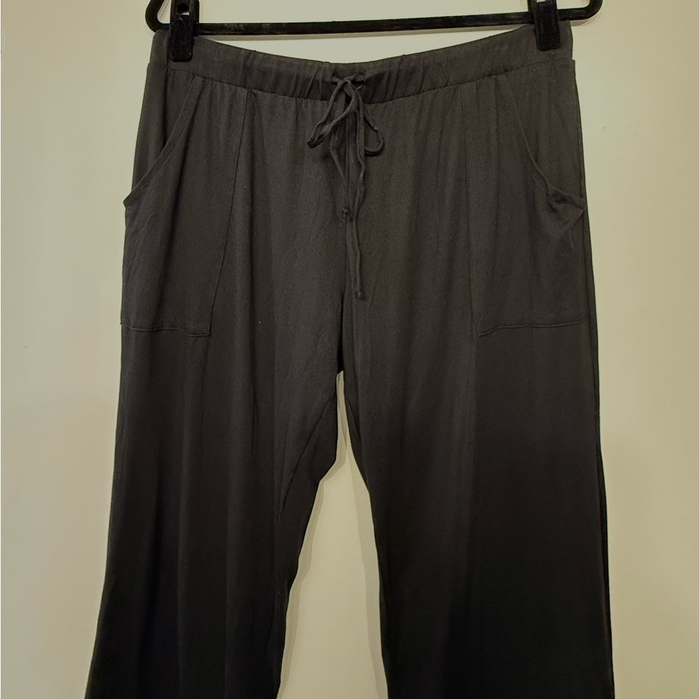 Lucky Brand Black Wide Leg Lounge Pants Drawstring Elastic Waist Size M